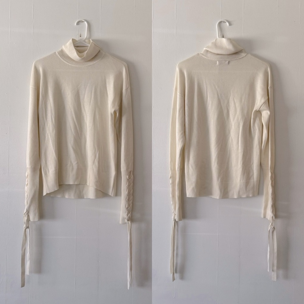 NWT Ramy Brook Walt Turtle Neck Long Lace-Up Sleeve Top - Picture 5 of 9